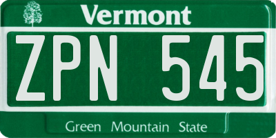 VT license plate ZPN545