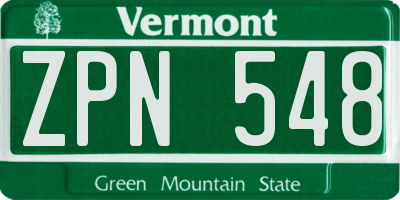 VT license plate ZPN548