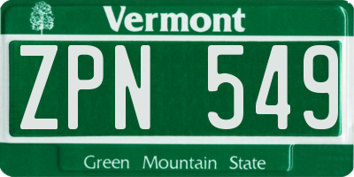 VT license plate ZPN549