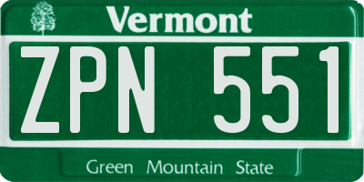 VT license plate ZPN551