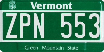 VT license plate ZPN553