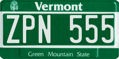 VT license plate ZPN555