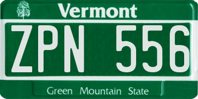 VT license plate ZPN556