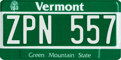 VT license plate ZPN557