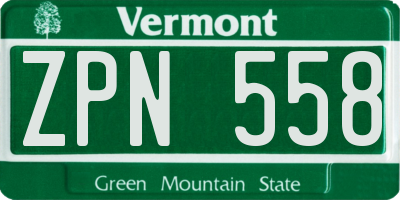VT license plate ZPN558