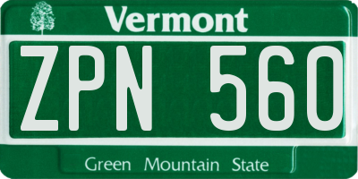 VT license plate ZPN560