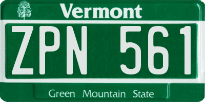 VT license plate ZPN561