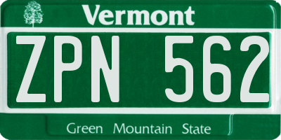 VT license plate ZPN562