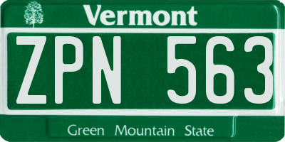 VT license plate ZPN563
