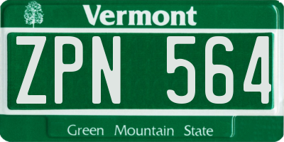 VT license plate ZPN564