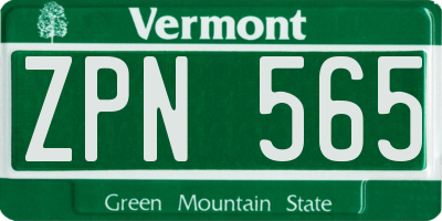 VT license plate ZPN565