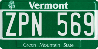 VT license plate ZPN569