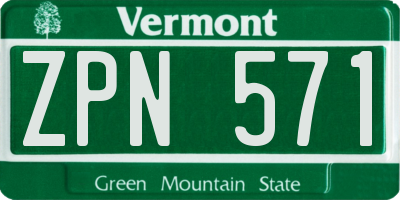 VT license plate ZPN571