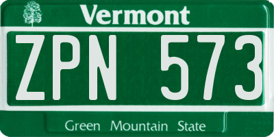VT license plate ZPN573