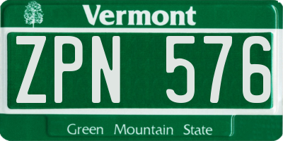 VT license plate ZPN576