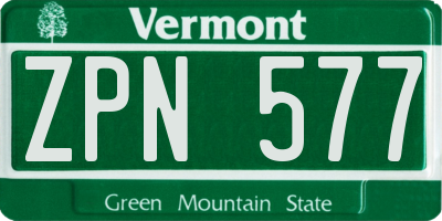 VT license plate ZPN577