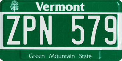 VT license plate ZPN579