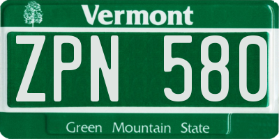 VT license plate ZPN580