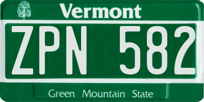 VT license plate ZPN582