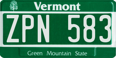 VT license plate ZPN583