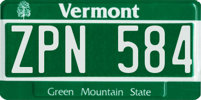VT license plate ZPN584