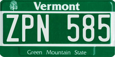 VT license plate ZPN585