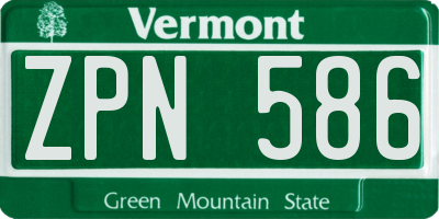 VT license plate ZPN586