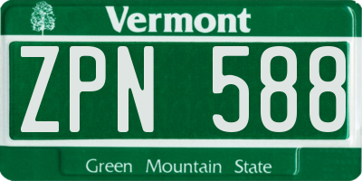 VT license plate ZPN588