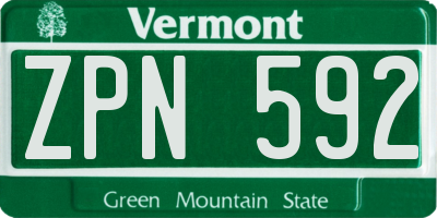 VT license plate ZPN592