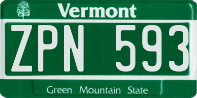 VT license plate ZPN593