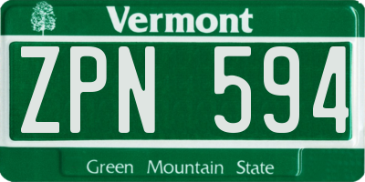 VT license plate ZPN594
