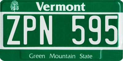 VT license plate ZPN595