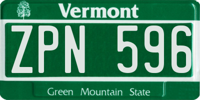 VT license plate ZPN596