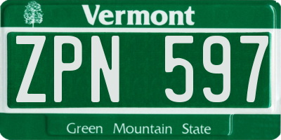 VT license plate ZPN597