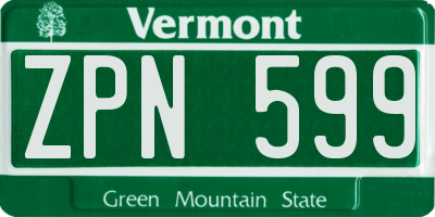 VT license plate ZPN599