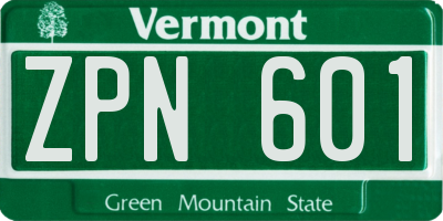 VT license plate ZPN601