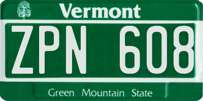 VT license plate ZPN608