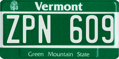 VT license plate ZPN609