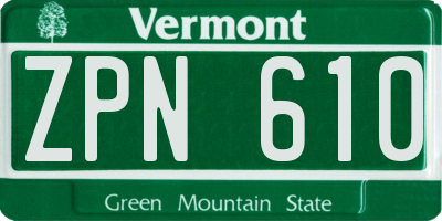 VT license plate ZPN610