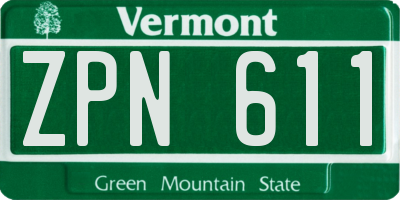 VT license plate ZPN611