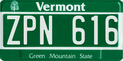 VT license plate ZPN616