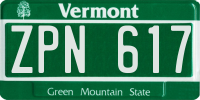 VT license plate ZPN617
