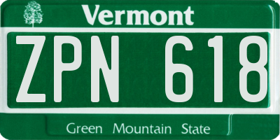 VT license plate ZPN618