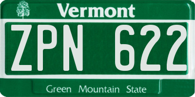 VT license plate ZPN622