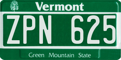 VT license plate ZPN625