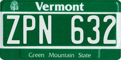 VT license plate ZPN632