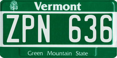 VT license plate ZPN636