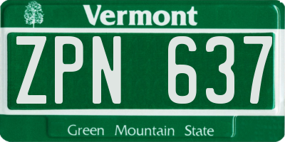 VT license plate ZPN637