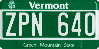 VT license plate ZPN640
