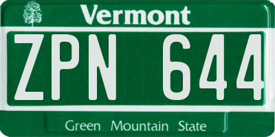 VT license plate ZPN644